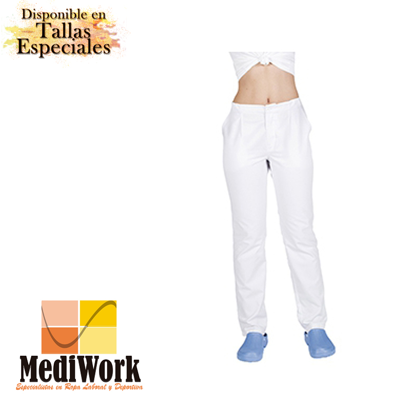 Pantalón blanco unisex con cremallera y bolsillos 772A 02