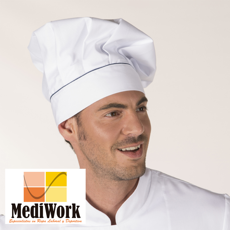 Gorro chef con velcro blanco y vivo color 4486 02